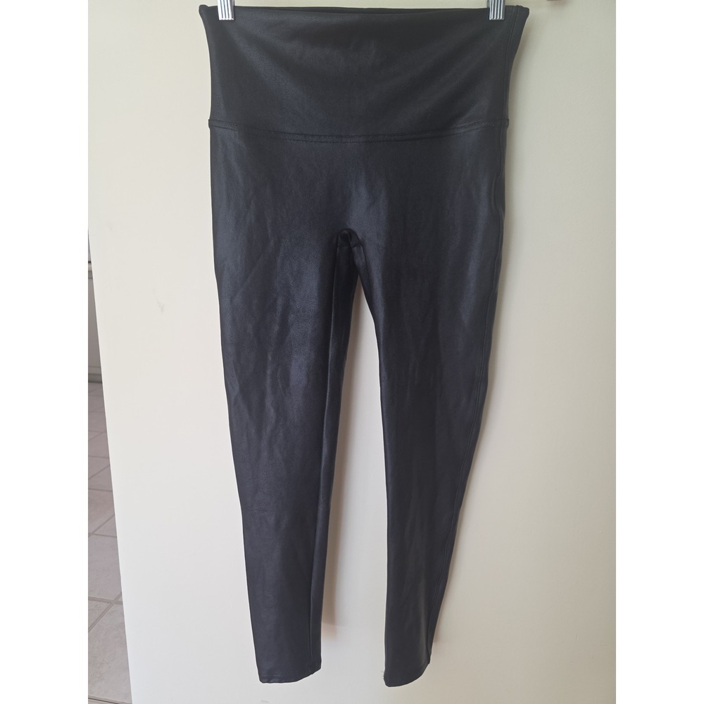 Spanx Faux Leather Leggings Black High Waisted Petite Large L/G - Picture 3 of 9